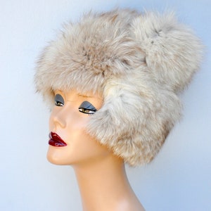 Vintage FOX Fur Hat 50s 60s Mid Century Fox Fur Hat Arctic Silver Fox Fur Hat Chunky Fox Fur Hat Fluffy Fur Hat Soft Fur Hat image 6