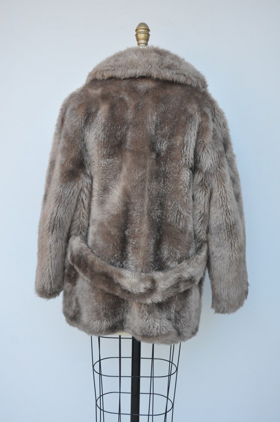 Vintage Faux Fur Coat Jacket - VEGAN Fur Coat - C… - image 9