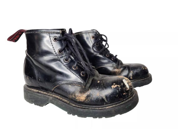 Vintage Nana Industrial Black Leather Lace up Boot - Steel  display picture 3