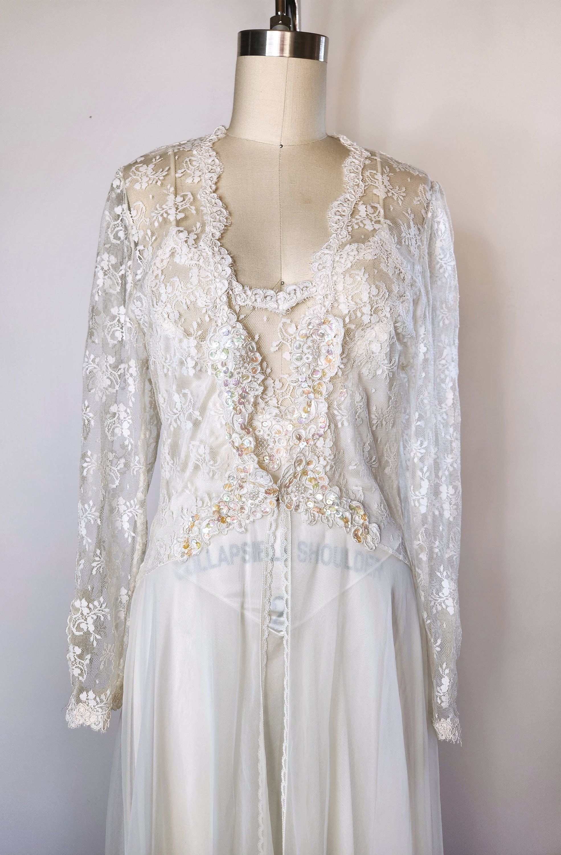 Vintage Victoria's Secret Lace Slip Dress & Bed Jacket Robe