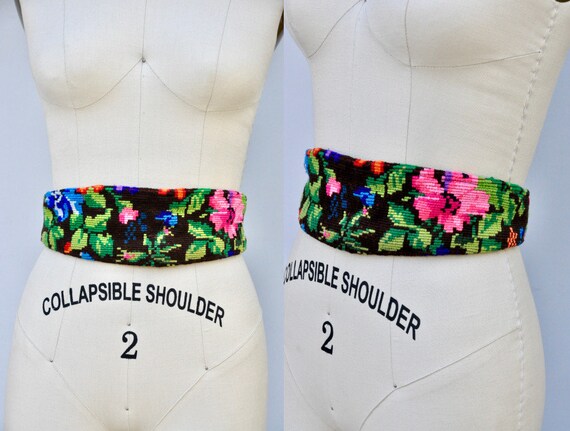 Colorful Kilim Floral Belt - Guatemalan Belt - Mexican Belt 