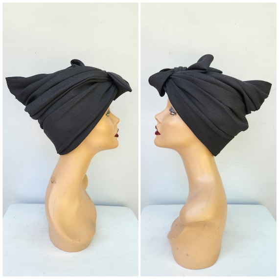 20s 30s Black Hat - Vintage Hat - Long Pointed Ha… - image 2