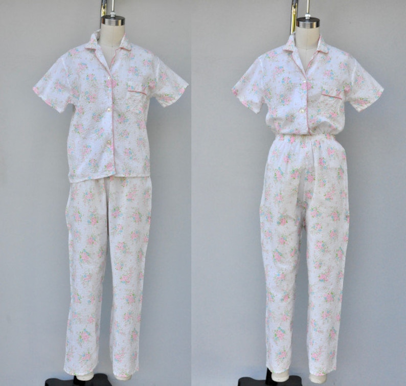 Vintage 2 piece Sleepwear Set - 2 pieces Pajama Set - Floral Tex Vintage 2 piece Sleepwear Set - 2 pieces Pajama Set - Floral Tex