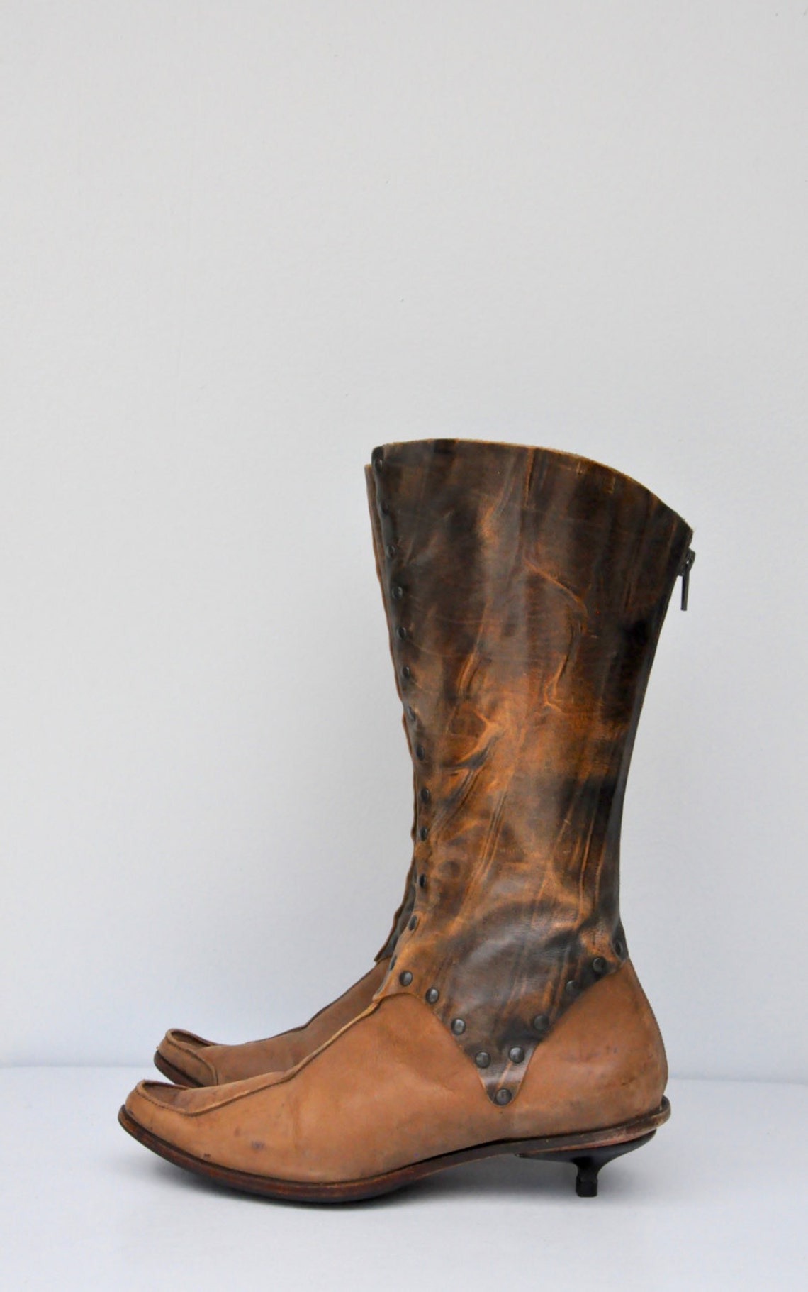 Cydwok Boots Vintage Leather Boots Kitten Heels High End Etsy