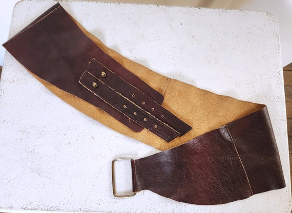 Vintage Wide Leather Belt - Supple Leather Belt -… - image 10