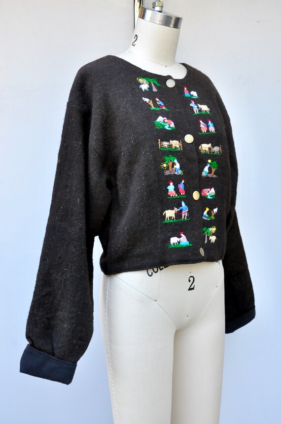 Vintage Wool Embroidered Jacket - Peruvian Bolivi… - image 9