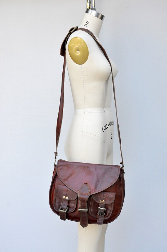 Vintage Leather Bag - Shoulder Bag - POCKETS Bag … - image 4