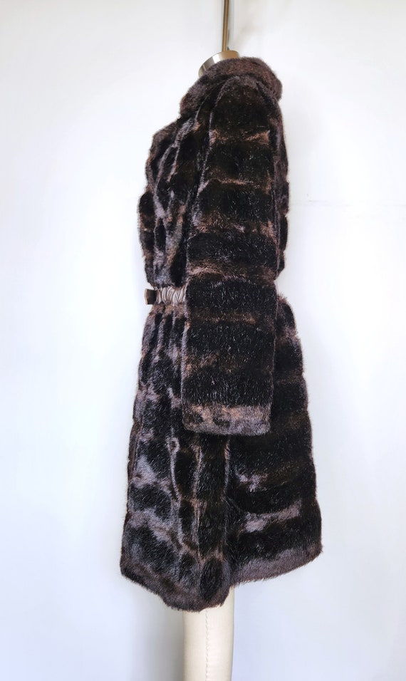 70s Faux Fur Coat Jacket - Variegated Brown Faux … - image 5