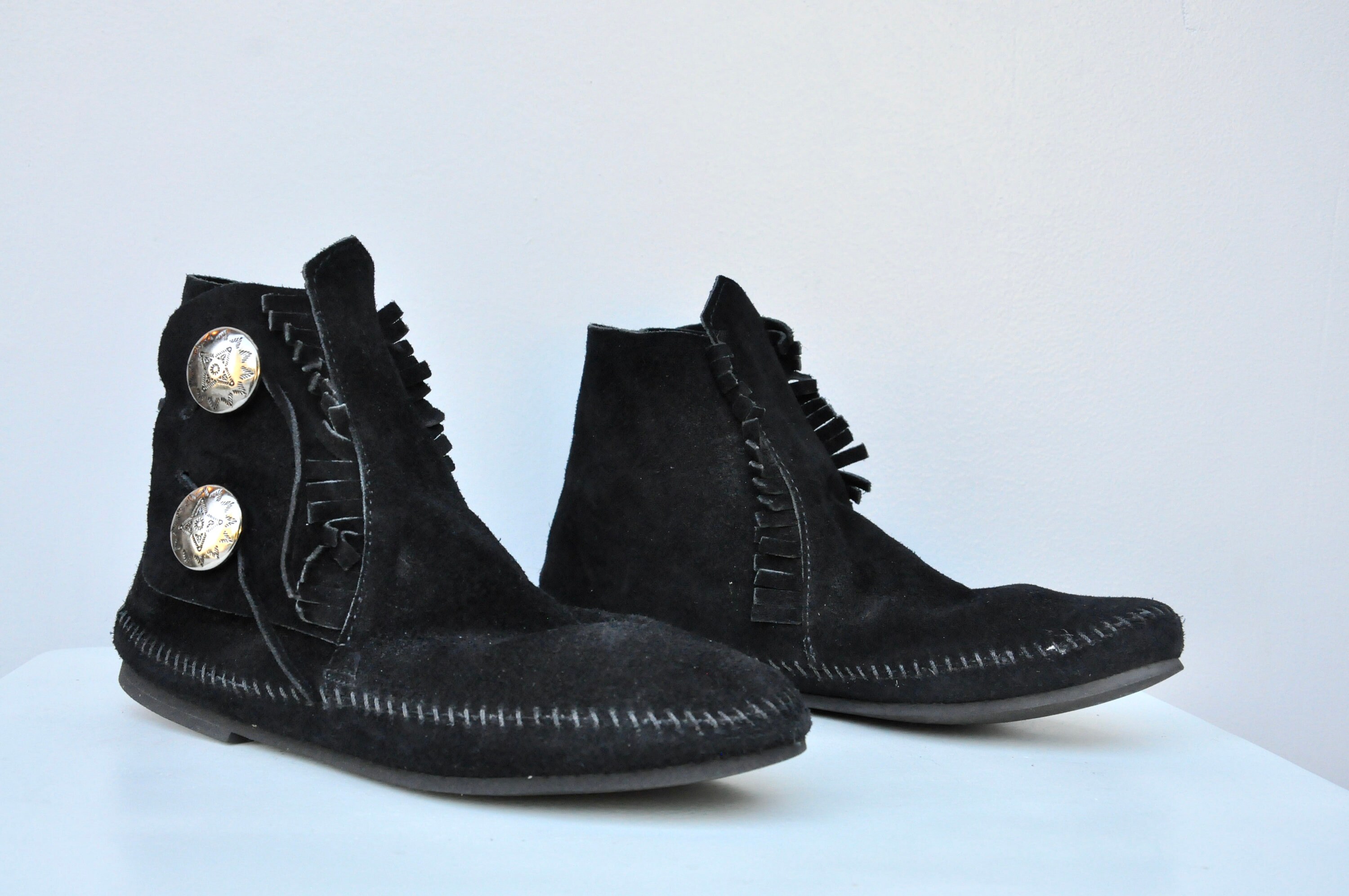 black moccasin booties