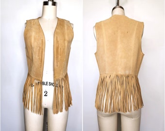 Vintage Leather FRINGES Vest - Fringed Leather Vest - Brown Leather Vest - Southwestern Native American Western Rustic -  Unisex S M