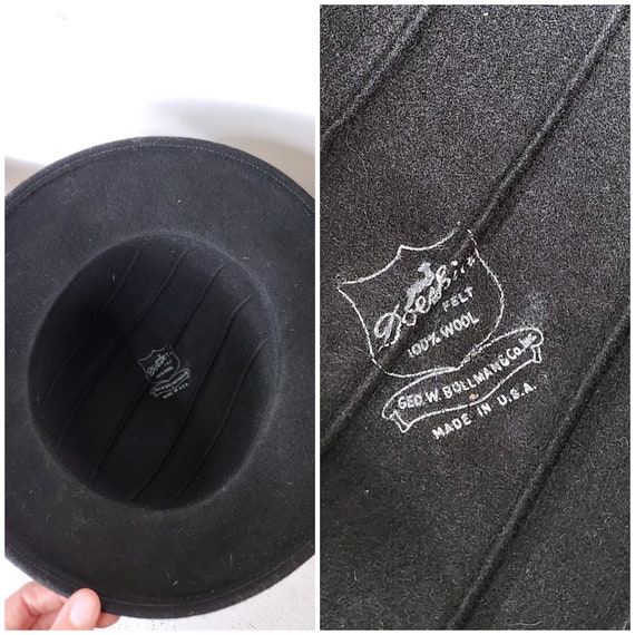 Vintage Black Wool Hat - Wool Felt Hat -made in USA Hat  display picture 2