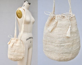 Yute Bucket Bag - LARGE Crochet Straw Sisal Jute Market Bag - Natural Fiber Bag - Boho Hippie - Slouchy Bag - Farmers Market - Flea Market