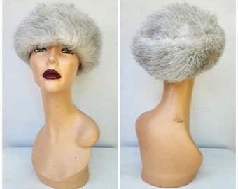 Cappello grigio vintage in pelliccia sintetica - Cappello grigio in pelliccia sintetica - Cappello invernale caldo taglia unica Cappello soffice in pelliccia Sky Resort Mountain Wedding OS