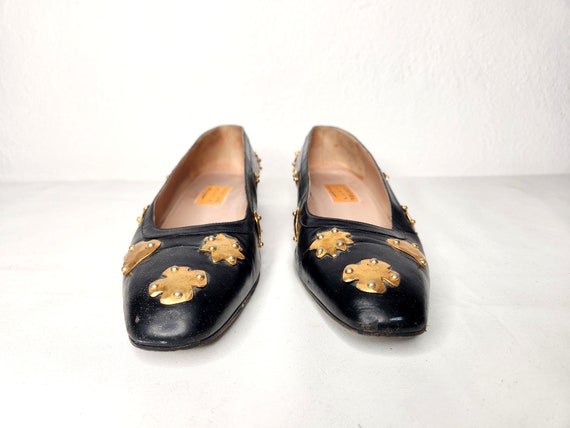 Vintage 80s Christian Lacroix Black Leather Shoes… - image 5