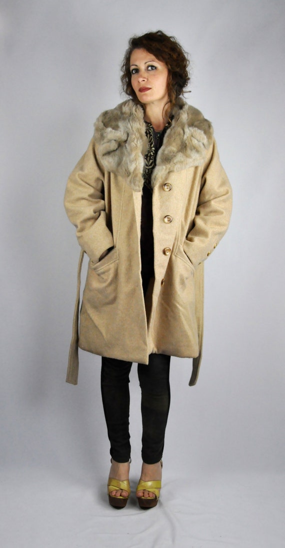 Faux Fur Coat - 60s Coat - Brown Jacket Large COL… - image 5
