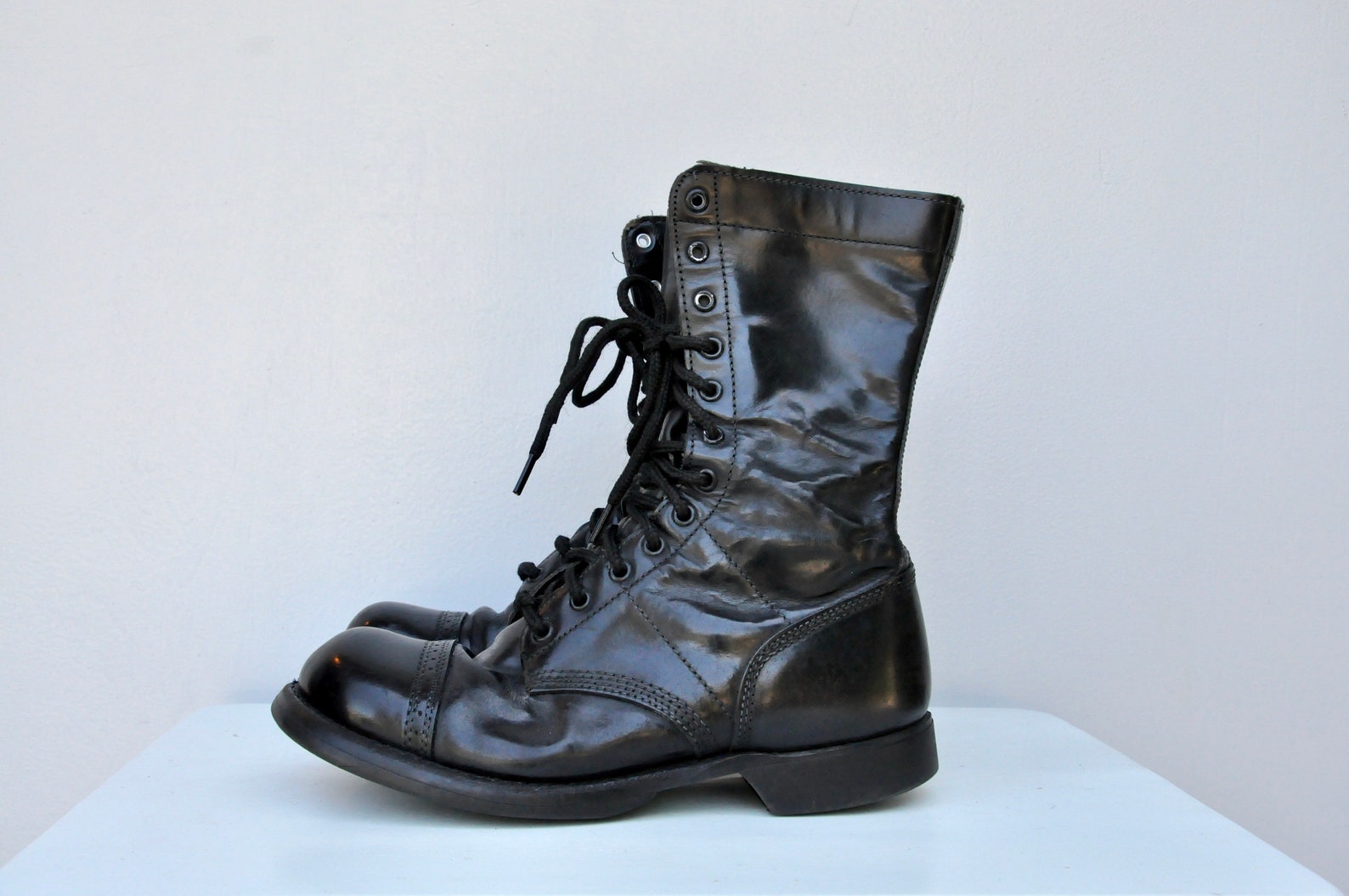 Vintage Lace up Combat Jump Boots Steel Toe Boots Black - Etsy