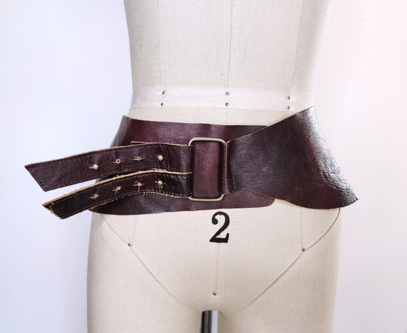 Vintage Wide Leather Belt - Supple Leather Belt - Wide Belt  display picture 1