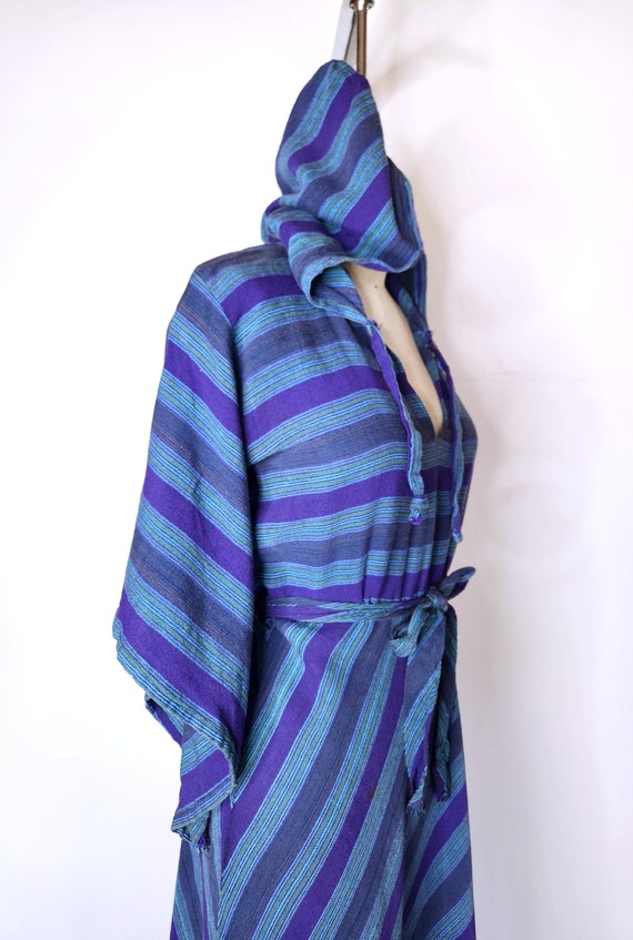 Vintage Hooded Dress - Hooded Maxi Dress - Stripe… - image 8