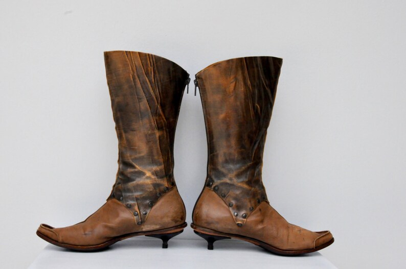 Cydwok Boots Vintage Leather Boots Kitten Heels High End Etsy