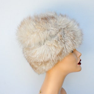 Vintage FOX Fur Hat 50s 60s Mid Century Fox Fur Hat Arctic Silver Fox Fur Hat Chunky Fox Fur Hat Fluffy Fur Hat Soft Fur Hat image 7