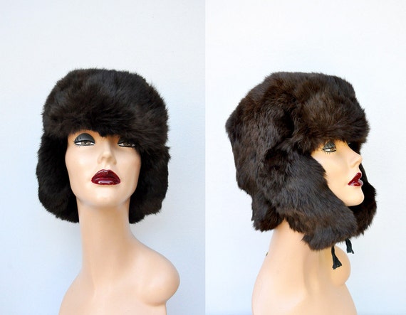 Vintage Russian Fur Hat - Cossack Hat - Ushanka Ha