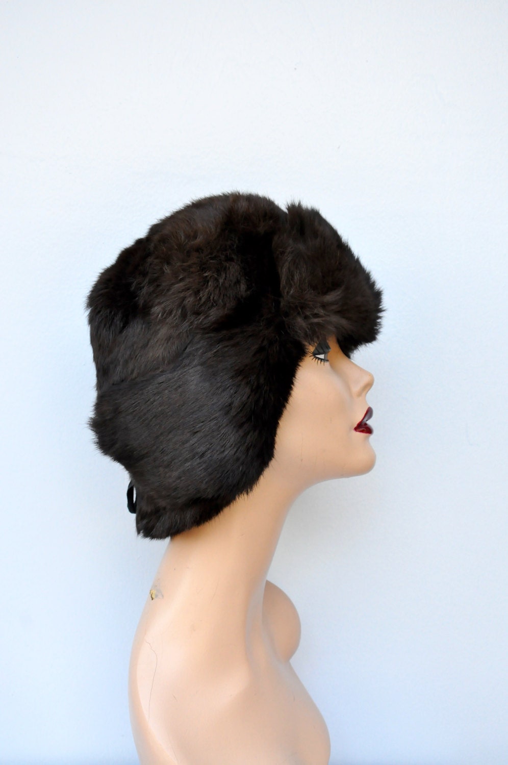 Vintage Russian Brown Fur Hat - Cossack Ushanka Hat Earflap Fur Hat Unisex HYwys Men Winter Faux Fur Suede Leather Trapper Hat Cap Ski  main image 2
