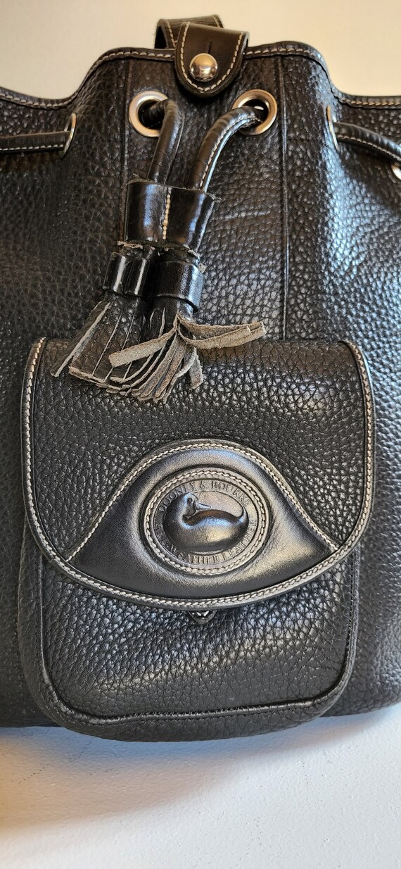 Vintage Dooney & Bourke Black Pebbled Leather Drawstring One  display picture 2