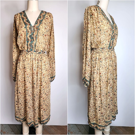 Vintage Indian Silk Dress by Jane Andre Californi… - image 1