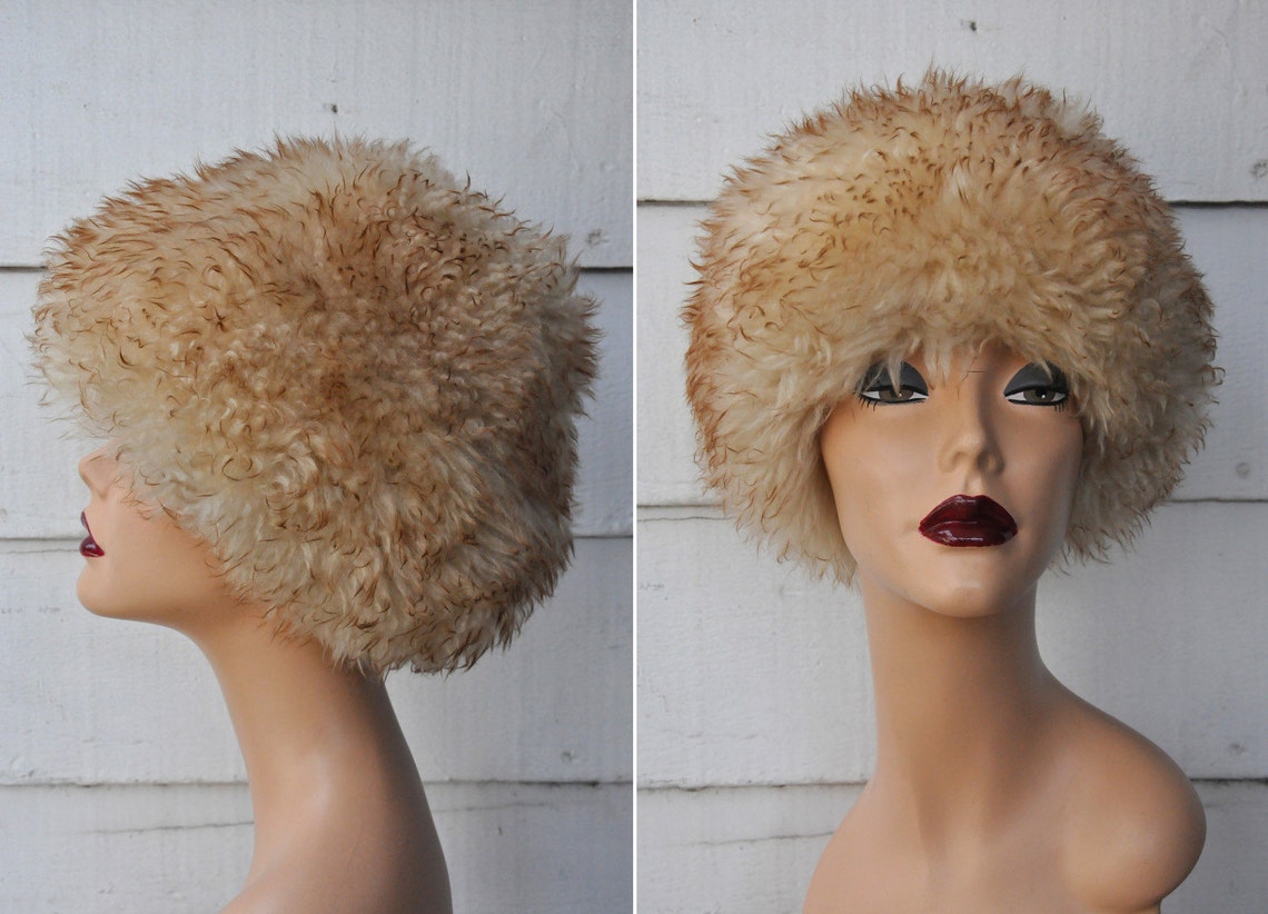60s FUR Hat Curly Lamb Hat Sheepskin Hat Lambskin Hat Etsy