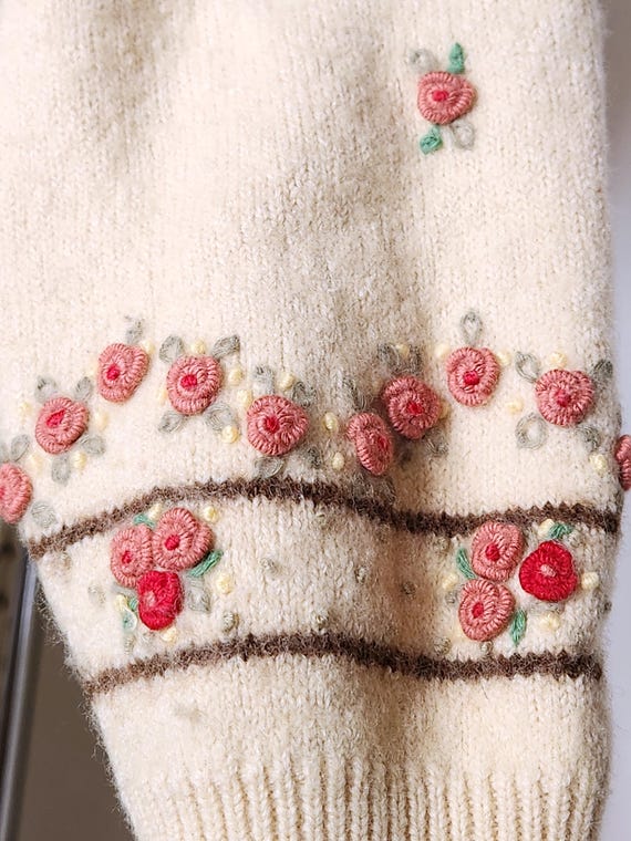 Vintage 30s 40s Cardigan Sweater - Cropped Crop W… - image 5