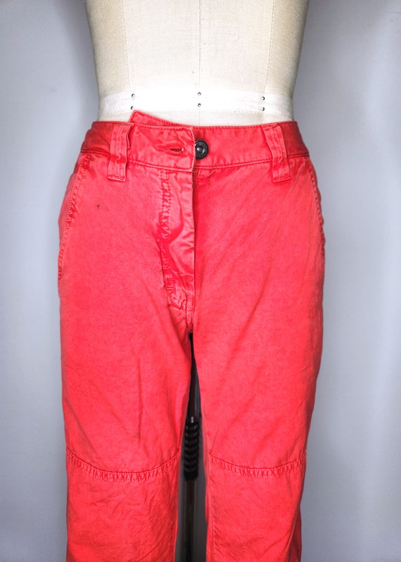 90s Utility Red Pants Jeans - High Waist Jeans Pa… - image 3