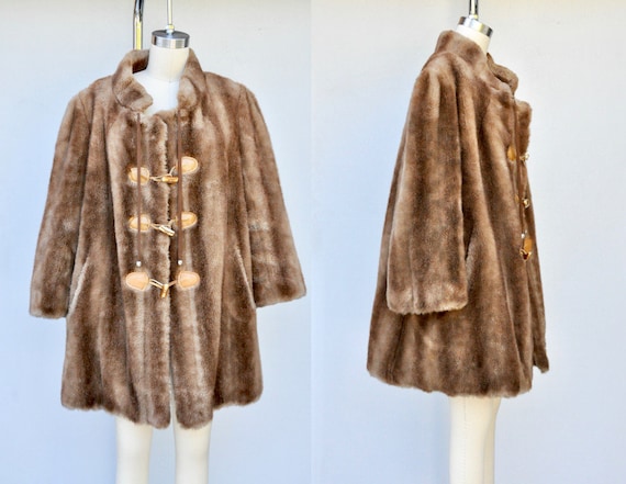 Vintage Faux Fur Coat Jacket - VEGAN Fur Coat - C… - image 1