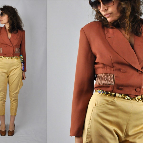 80s Cropped Blazer - Cropped Jacket - Equestrian Jacket - Western Jacket - Double Breasted Blazer - Particular Details Country XS S