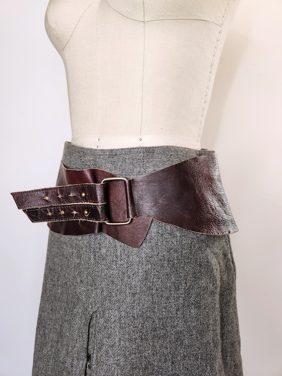 Vintage Wide Leather Belt - Supple Leather Belt -… - image 4