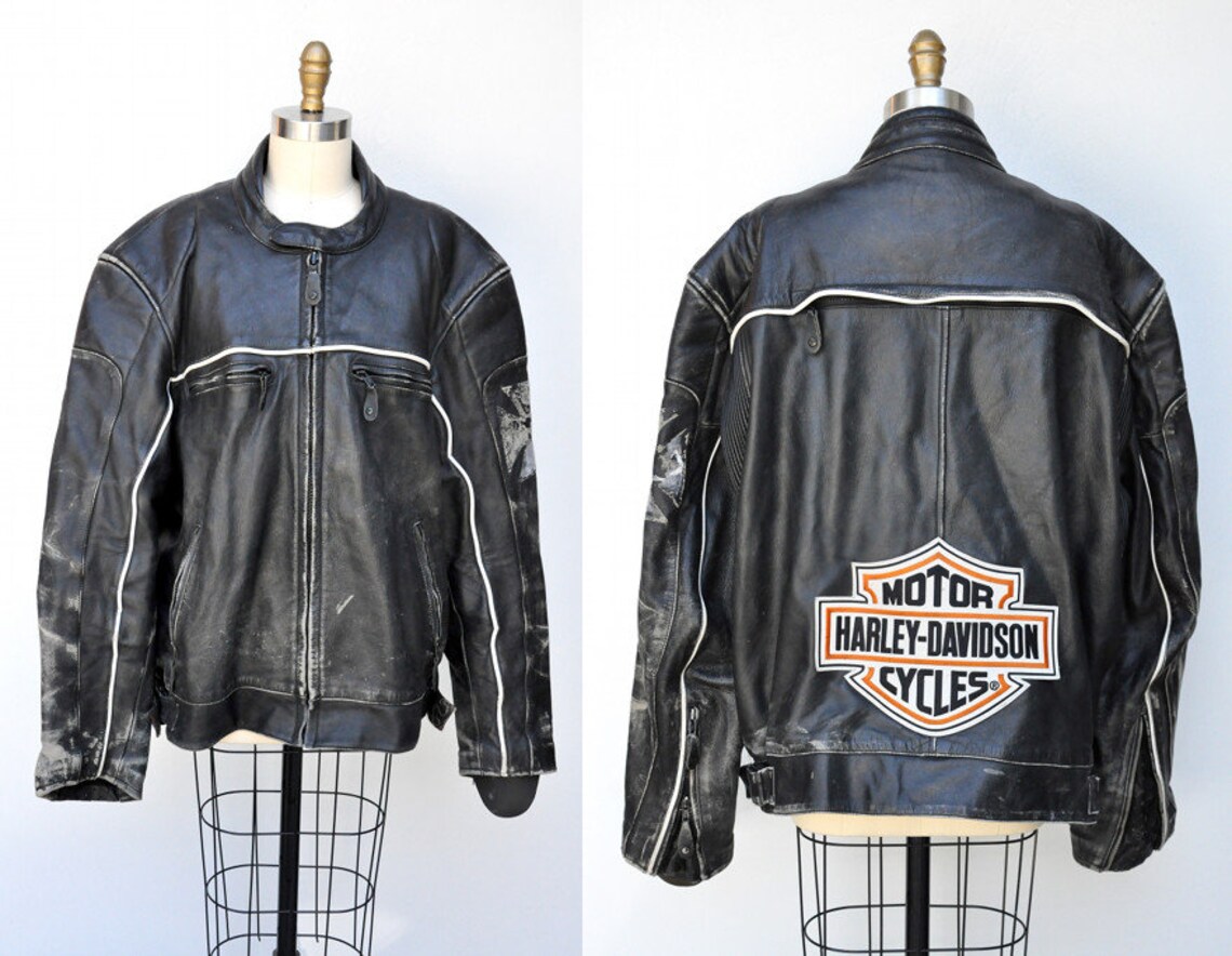 Vintage Harley Davidson Jacket Brown Leather Bomber Jacket | Etsy