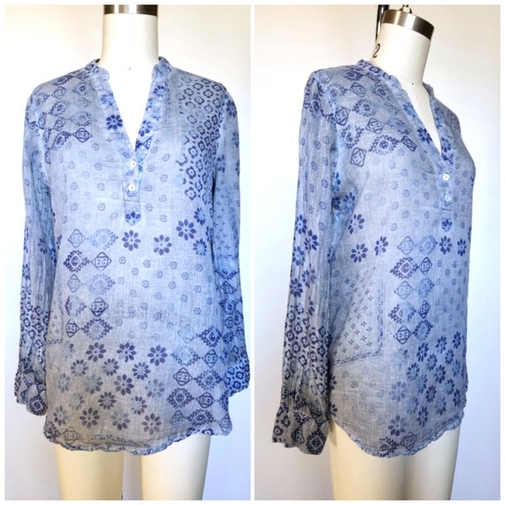 Vintage Indian Blouse - Cotton Indian Long Sleeve… - image 1