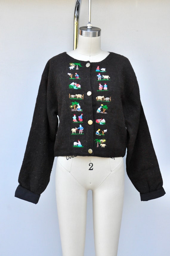 Vintage Wool Embroidered Jacket - Peruvian Bolivi… - image 2