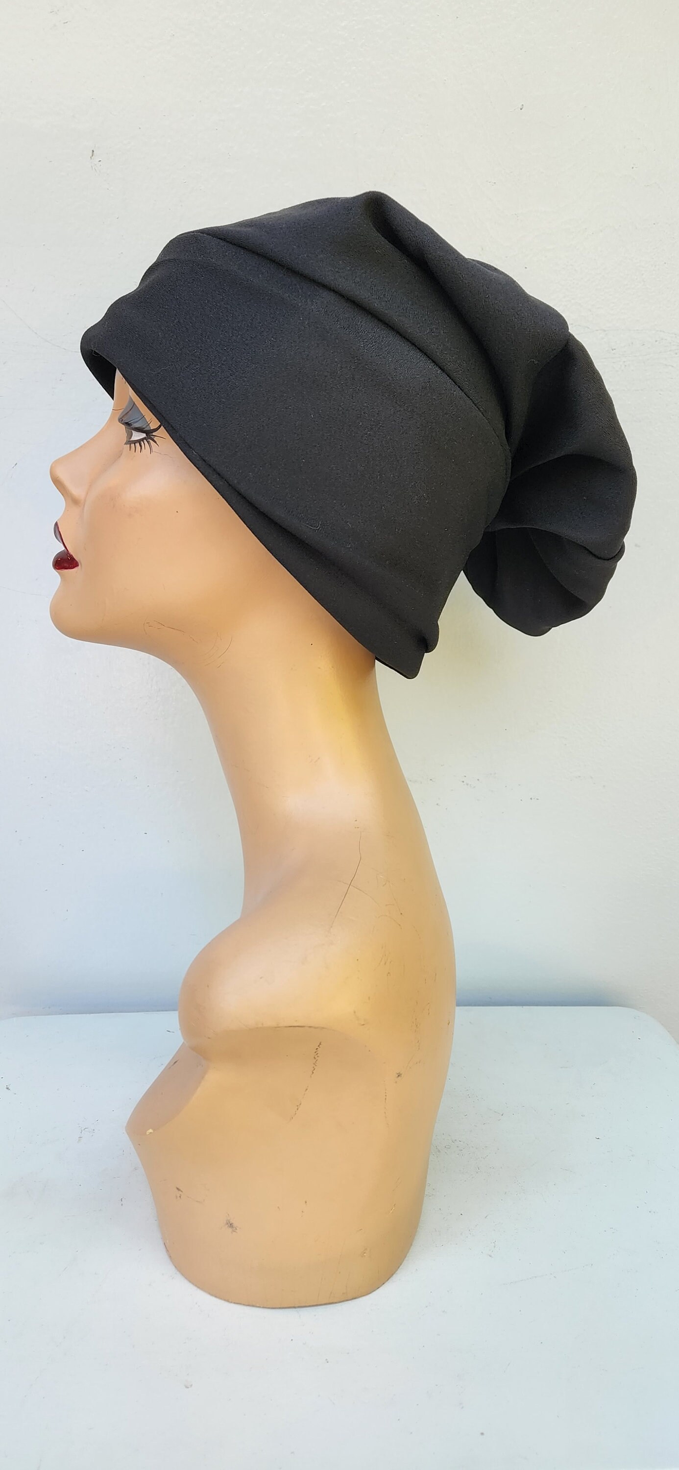 20s 30s Black Vintage Hat - Long Pointed Pleated Hat - Wedding Cocktail Elegant Black 1920s cloche hat with cotton and black lace – LaVieDelight main image 4