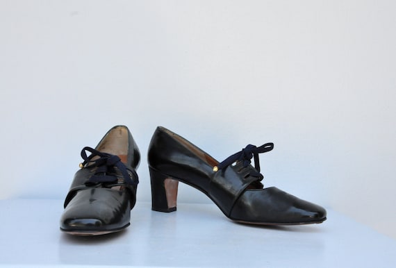 50s Black Patent Leather Pumps - Manor Bourne for… - image 1