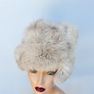 Vintage FOX Fur Hat 50s 60s Mid Century Fox Fur Hat Arctic Silver Fox Fur Hat Chunky Fox Fur Hat Fluffy Fur Hat Soft Fur Hat image 8