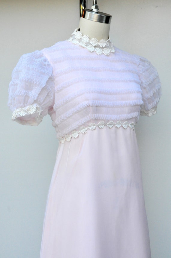 Vintage 60s Maxi Dress - Pink and White Dress - F… - image 3