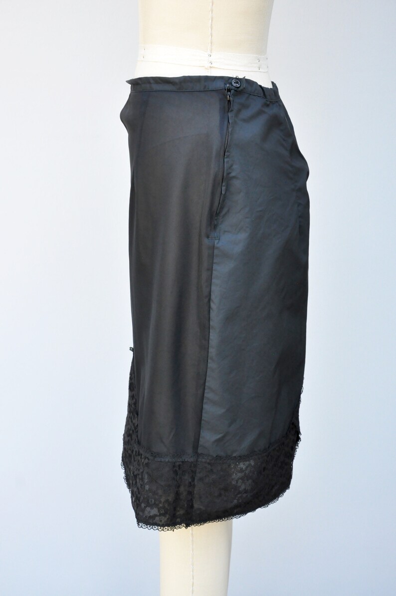 Under Skirt 50s Floral LACE Half Slip Black Slip Goth Pin Up XS S Floral Details Skirt Slip Sheer Slip Mid Century 50s 60s