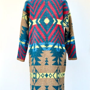 Vintage Hooded Southwestern Duster Coat Navajo Coat Hooded Navajo Coat ...