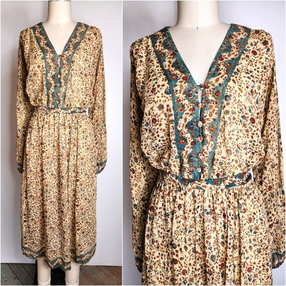 Vintage Indian Silk Dress by Jane Andre Californi… - image 2