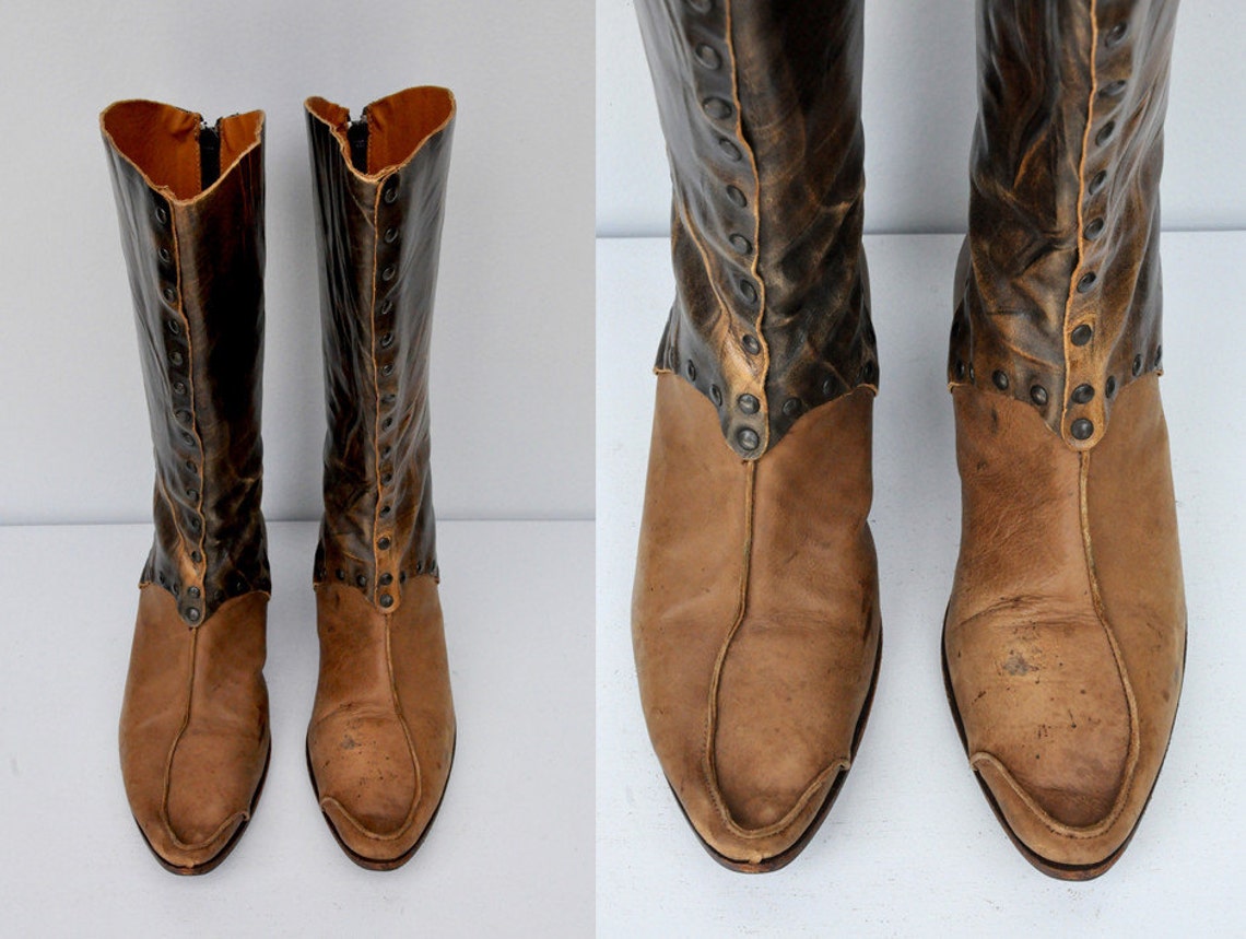 Cydwok Boots Vintage Leather Boots Kitten Heels High End Etsy
