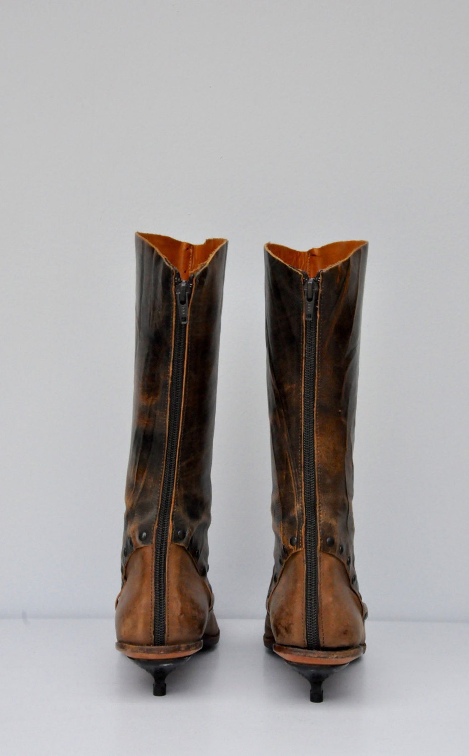 Cydwok Boots Vintage Leather Boots Kitten Heels High End Designer Boots