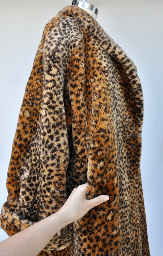 Faux Fur Leopard Coat - Vegan Leopard Print Coat … - image 2