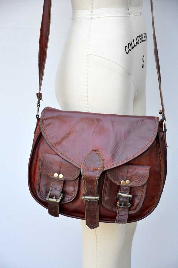 Vintage Leather Bag - Shoulder Bag - POCKETS Bag … - image 5
