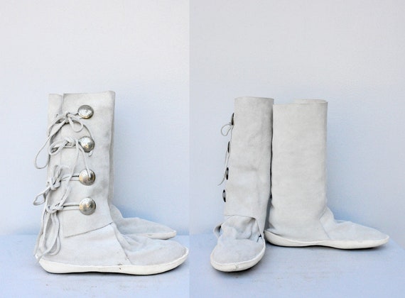 gray moccasin boots
