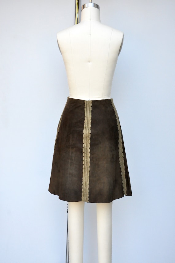 Vintage High Waisted Leather Skirt and Crochet Pa… - image 6
